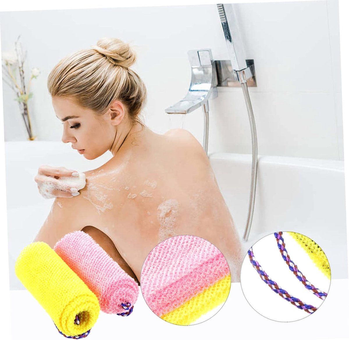 2 Pack African Net Sponges, Fast-Foaming Exfoliating Bath Sponges for Showering and Body Cleansing, 75 × 14 × 0.5 cm — image 5