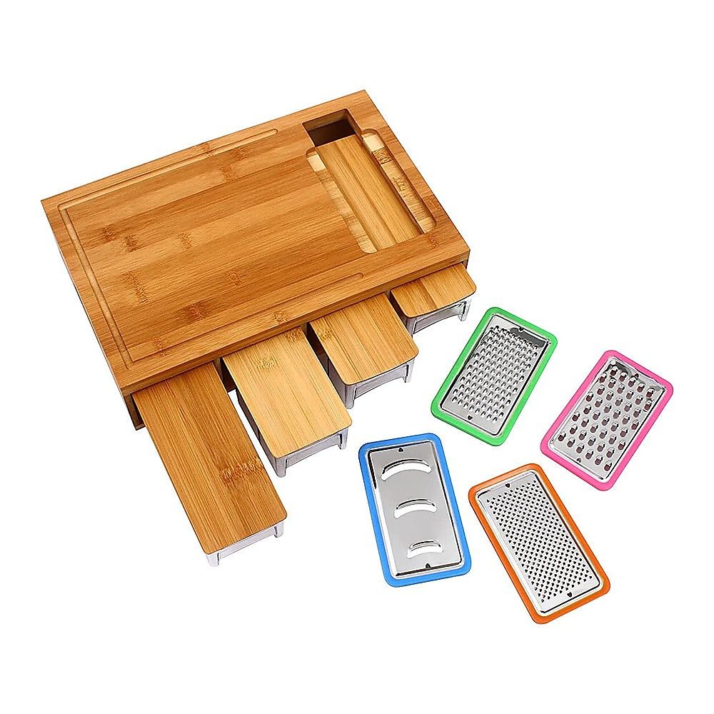 Bamboo Cutting Board Set with Graters and Containers Food Prep Station for Kitchen Organisation — image 5