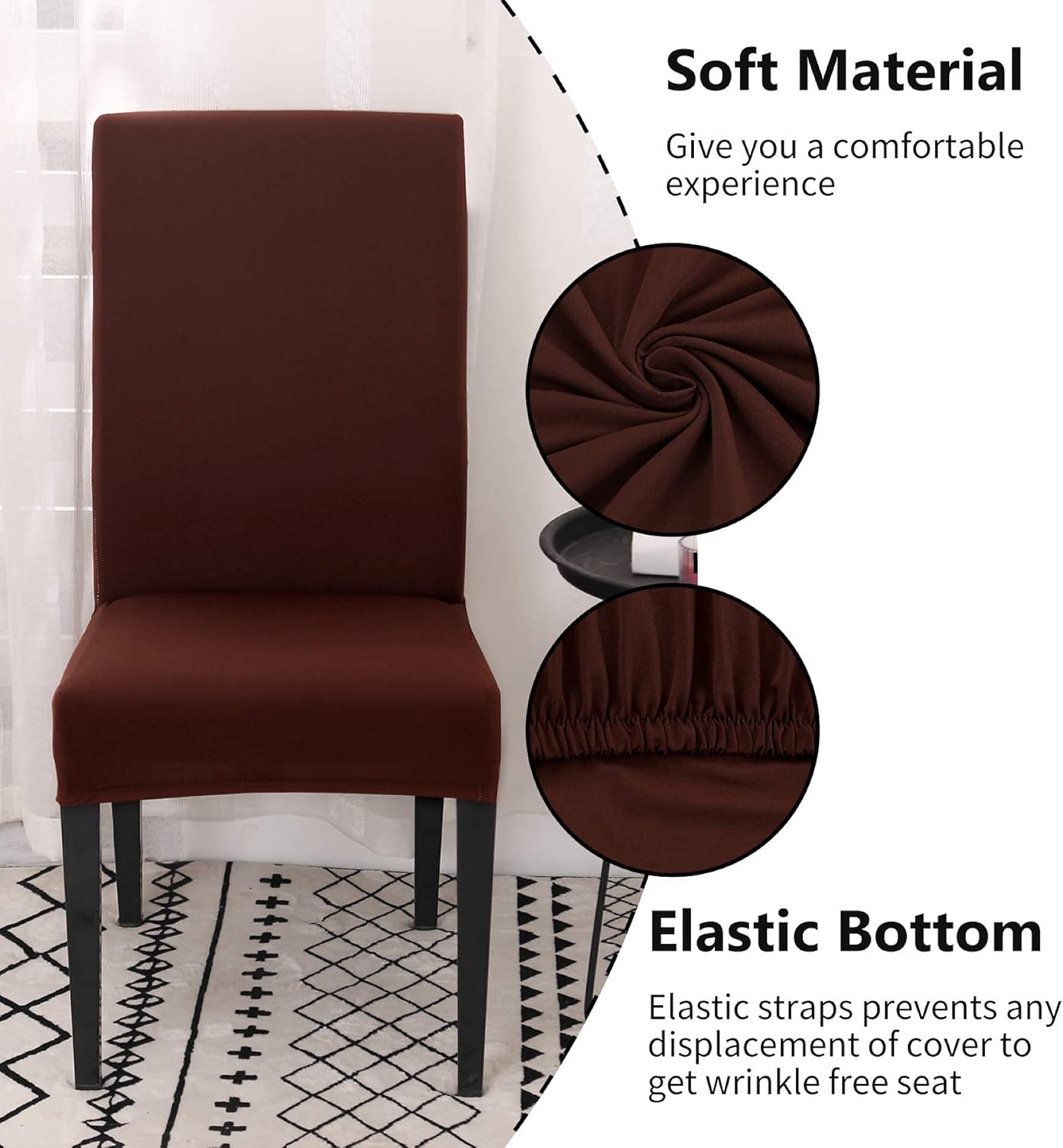 Set of 4 or 6 Chair Covers, Stretchy, Removable, Washable Chair Covers, Decorative Protectors for Hotel, Cafe -tfrf coffee 6pcs โ image 2