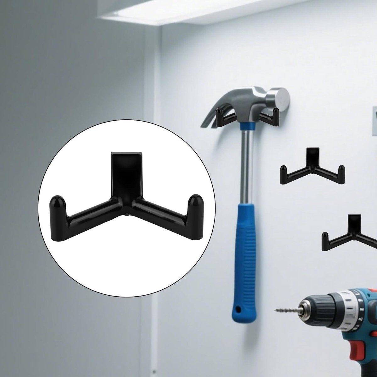 Tool Hooks for Garden Shed - Storage Accessories for Shovels and Rakes - Set of 3 (Black) — image 4