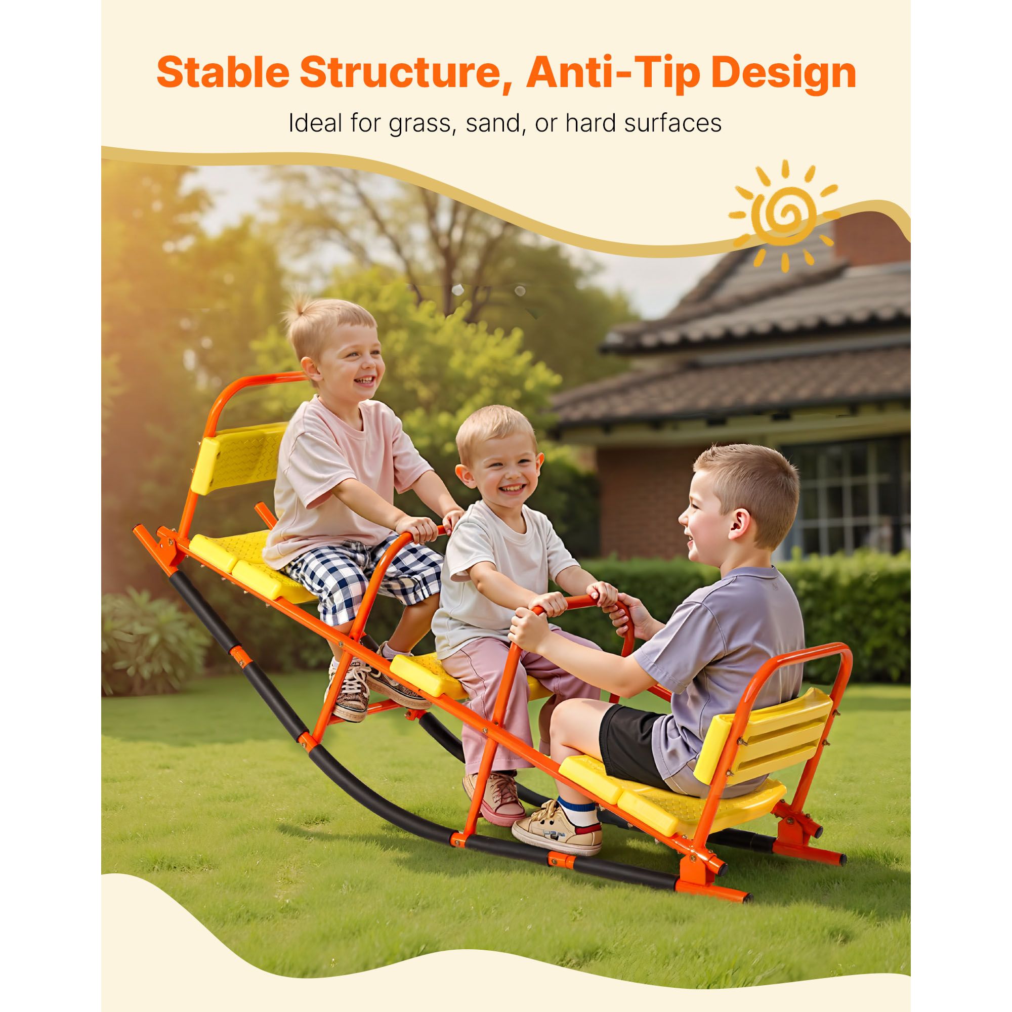 Kids Seesaw 90 kg Capacity Metal Rocking Teeter Totter with Handles โ image 2