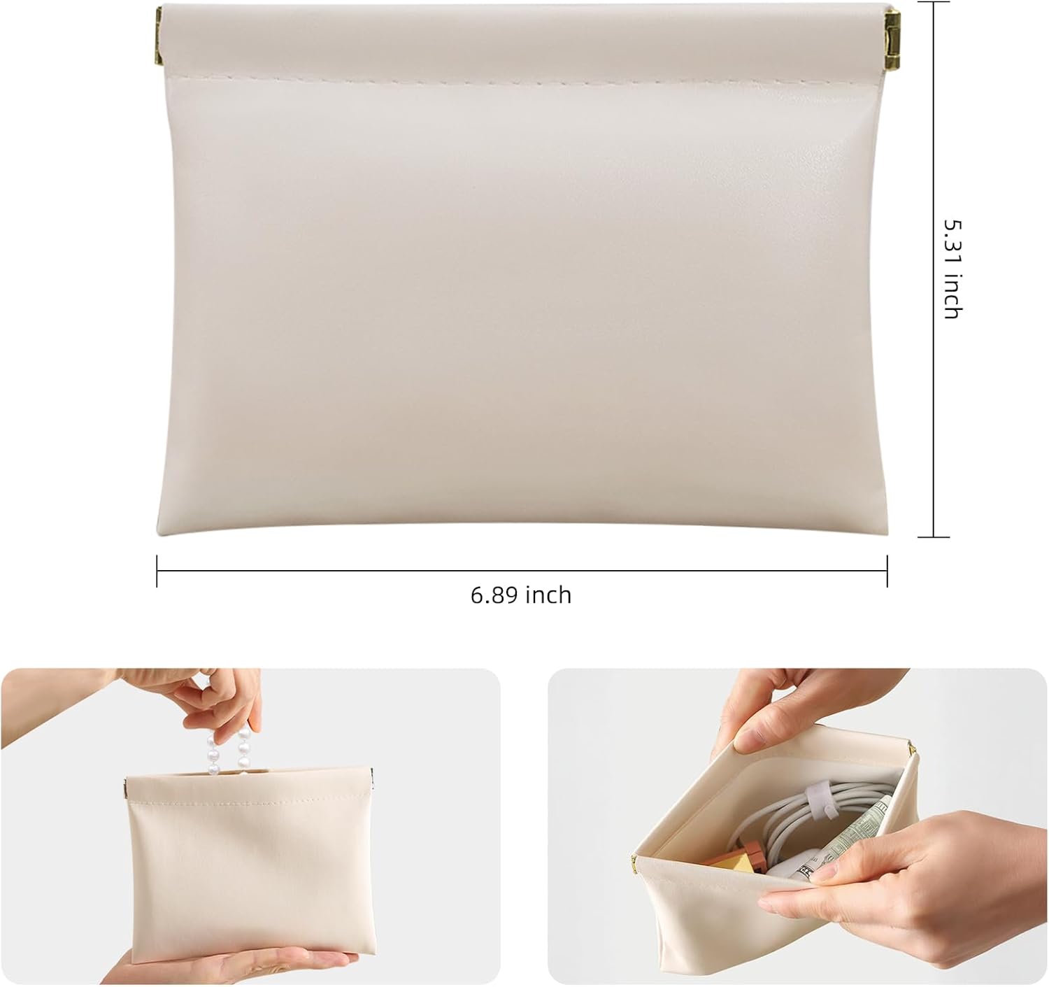 Store 4pcs Pocket Cosmetic Bags Waterproof Portable Small Makeup Bag No Zipper Self-Closing Purse 18x14cm Small Pouch for Women Mini Makeup Bag Travel Storage โ image 3