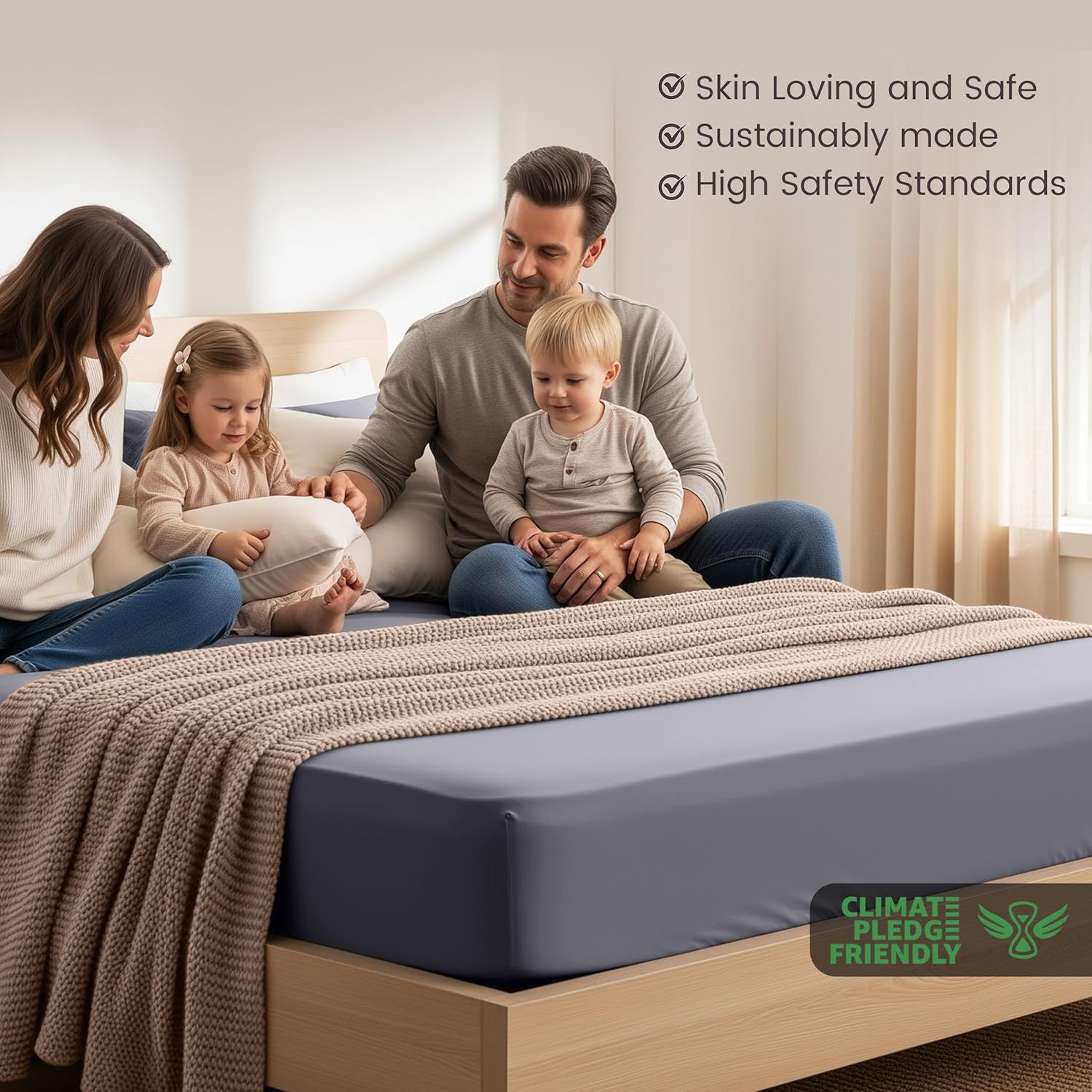 Hotel Quality Fitted Sheet - 1 Piece Fitted Sheet -Breathable Bedding - Wrinkle, Fade, Stain Resistant- 16inch/40cm Deep Pocket Fitted Bed — image 3