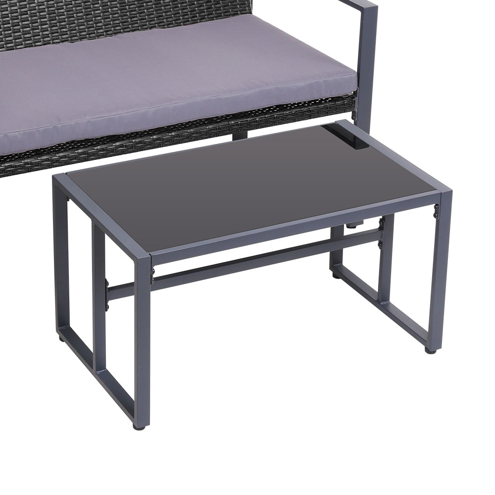 Gardeon 4 PCS Outdoor Sofa Set Rattan Furniture with Storage Cover Chairs Black — image 3