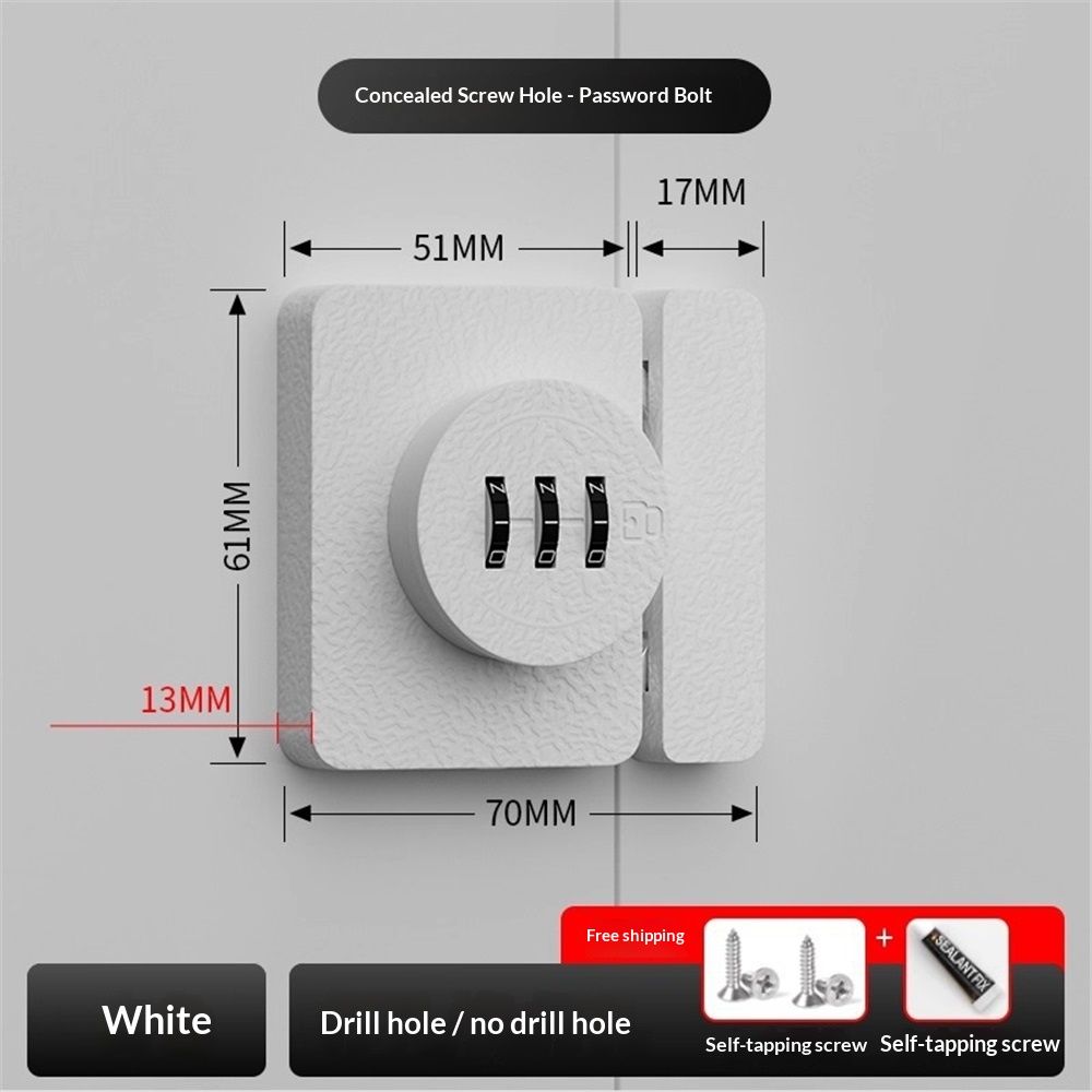 White Cabinet Lock, 3 Digit Password Keyless, Anti Pry Mechanical Password Lock, Protect Privacy, Cabinets, Locker, Closet, Windows, Sliding Door — image 5