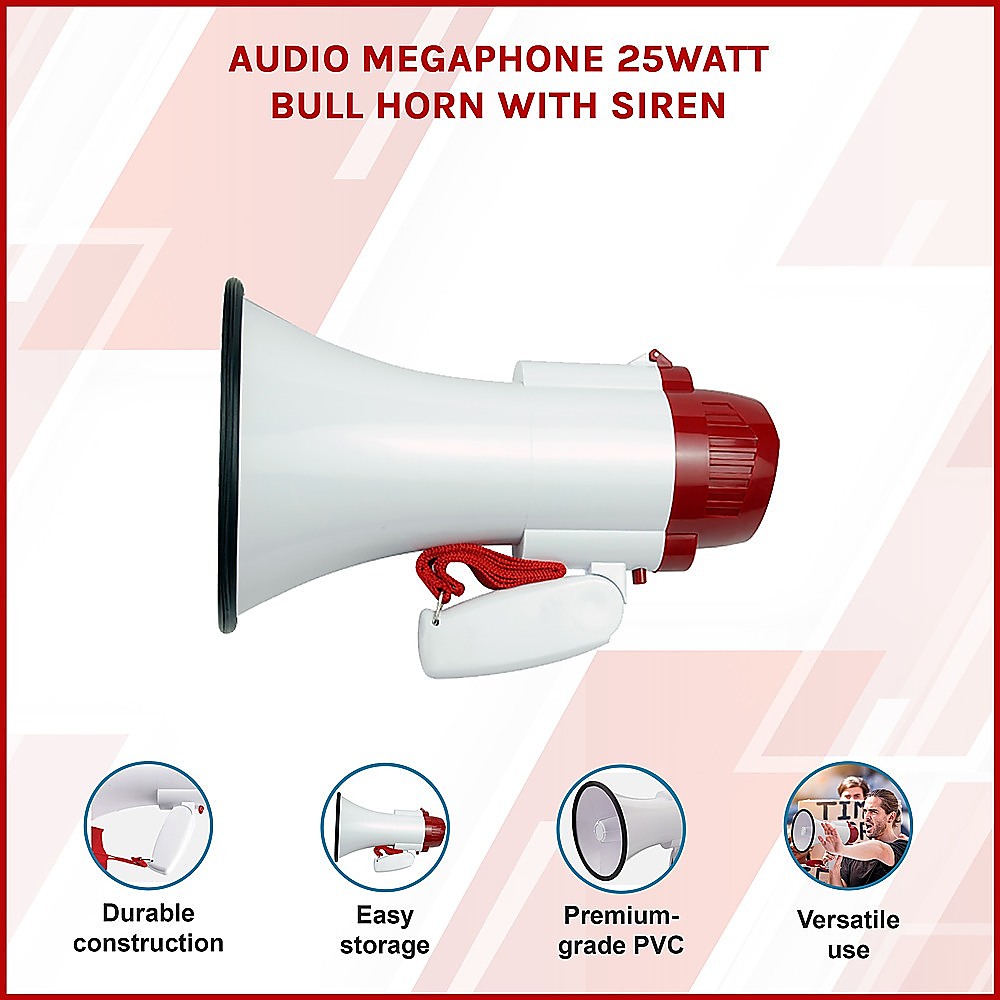 Audio Megaphone 25Watt Bull Horn with Siren โ image 3