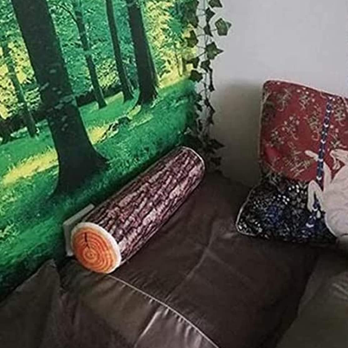 Log Cushion Round Stump Shaped Wood Grain Design Decorative Pillow Cover for Home Decor — image 5