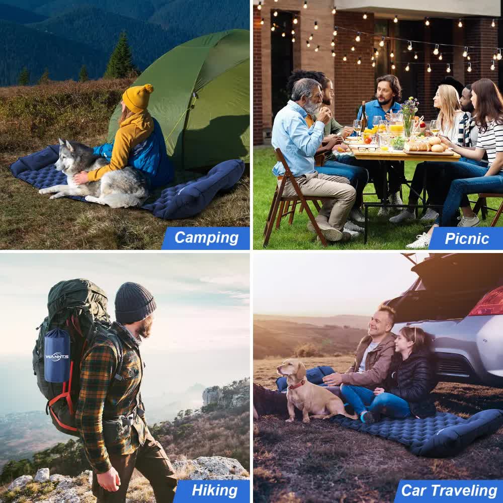 Grey Portable Outdoor Inflatable Mat - Foot-Operated Camping Sleeping Pad โ image 4
