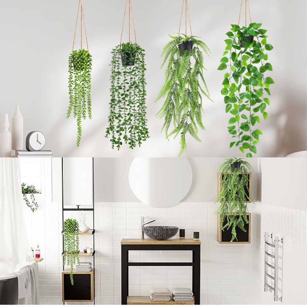 1 Pack Artificial Pea Leaf Hanging Plant with Black Pot, Fake Trailing Pea Pod Vine, Low Maintenance Faux Greenery for Indoor Wall Balcony Home Decor — image 6