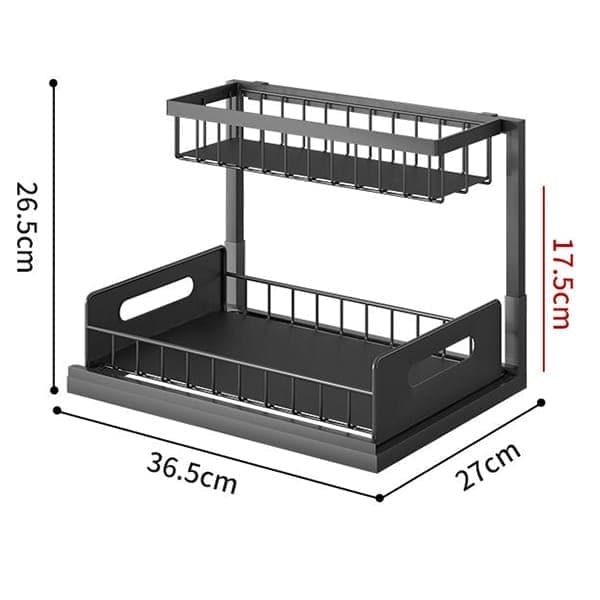 2-Tier Storage Shelf Spice Rack for Kitchen Bathroom Drawer Organization, Black — image 2