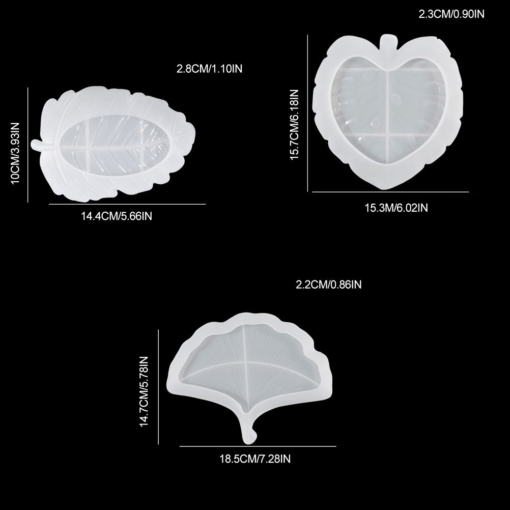 3 Pcs Leaves Silicone Mould Leaves Resin Casting Mould Tray Epoxy Resin Moulds Tray DIY Coaster Tray Casting Mould โ image 6