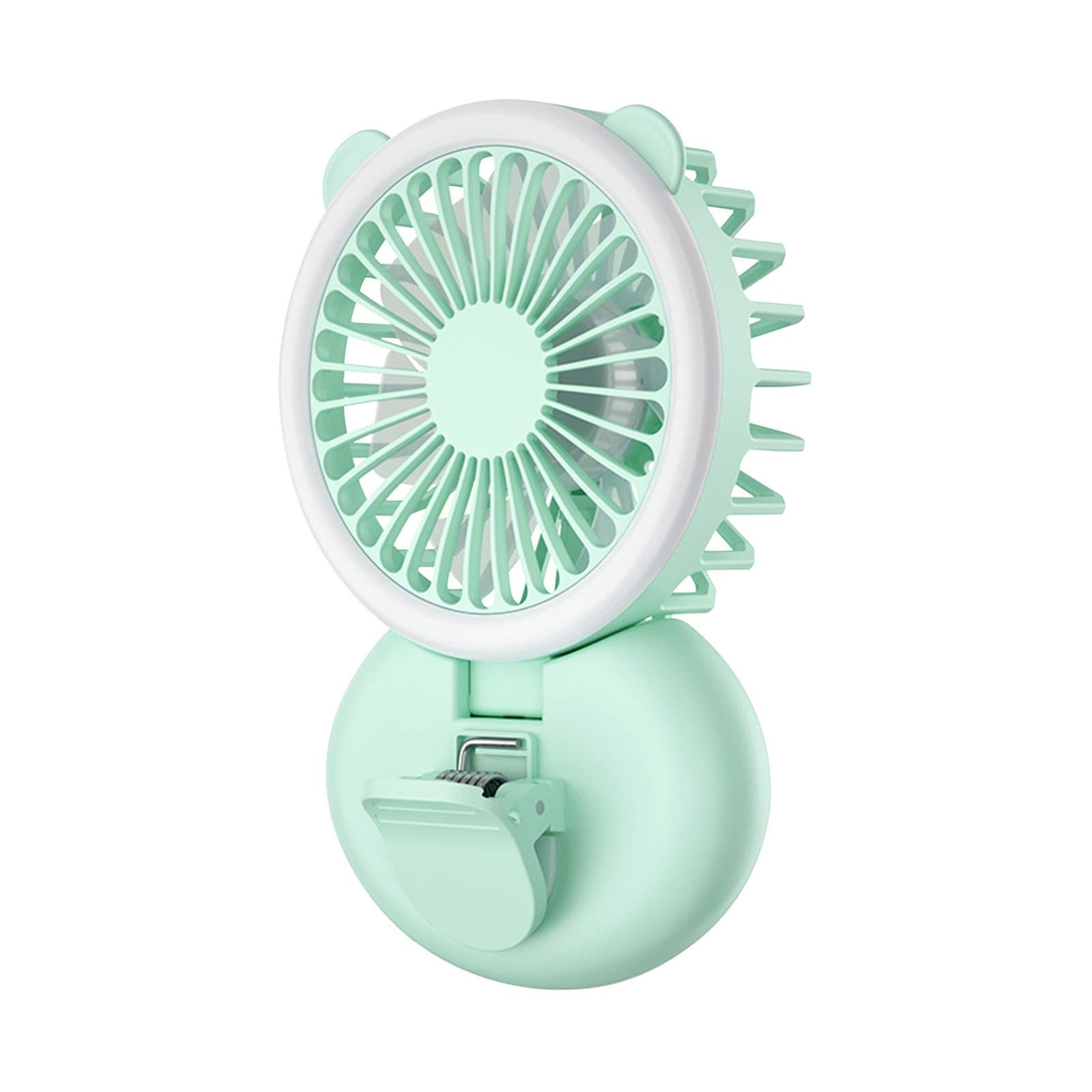 New Mini Clip Light Small Fan Portable Handheld Folding Neck Student Dormitory Desktop USB Charging