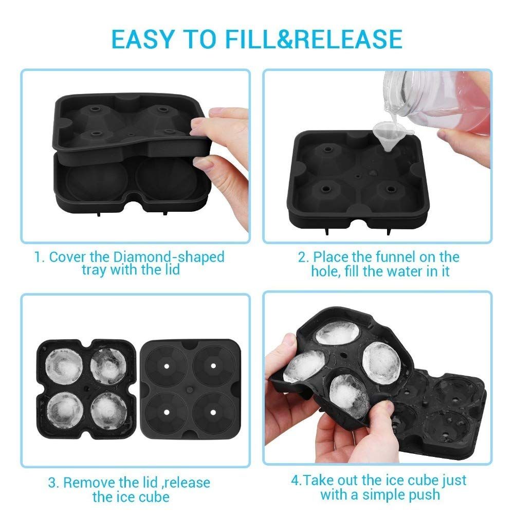 Flexible Silicone Ice Cube Mold Tray, Makes Four Giant Diamond, Easy Release Silicone Ice Mold, for Whiskey,Cocktails — image 5