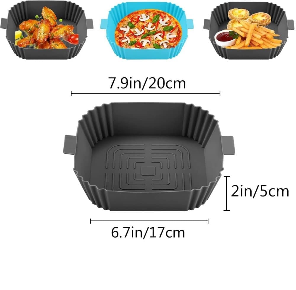 2-Pack Airfryer Silicone Basket, Non-Stick Reusable Easy to Clean, Compatible with Philips, Gray — image 2