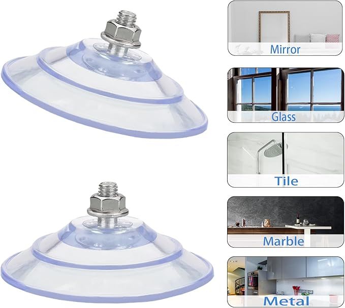 Large Suction Cup with Screws 3.4"/85mm Plastic Suction Pads 4 Pack Clear PVC Sucker Pads with M8 Screw Nut Extra Strong Adhesive Glass Suction Holder — image 5