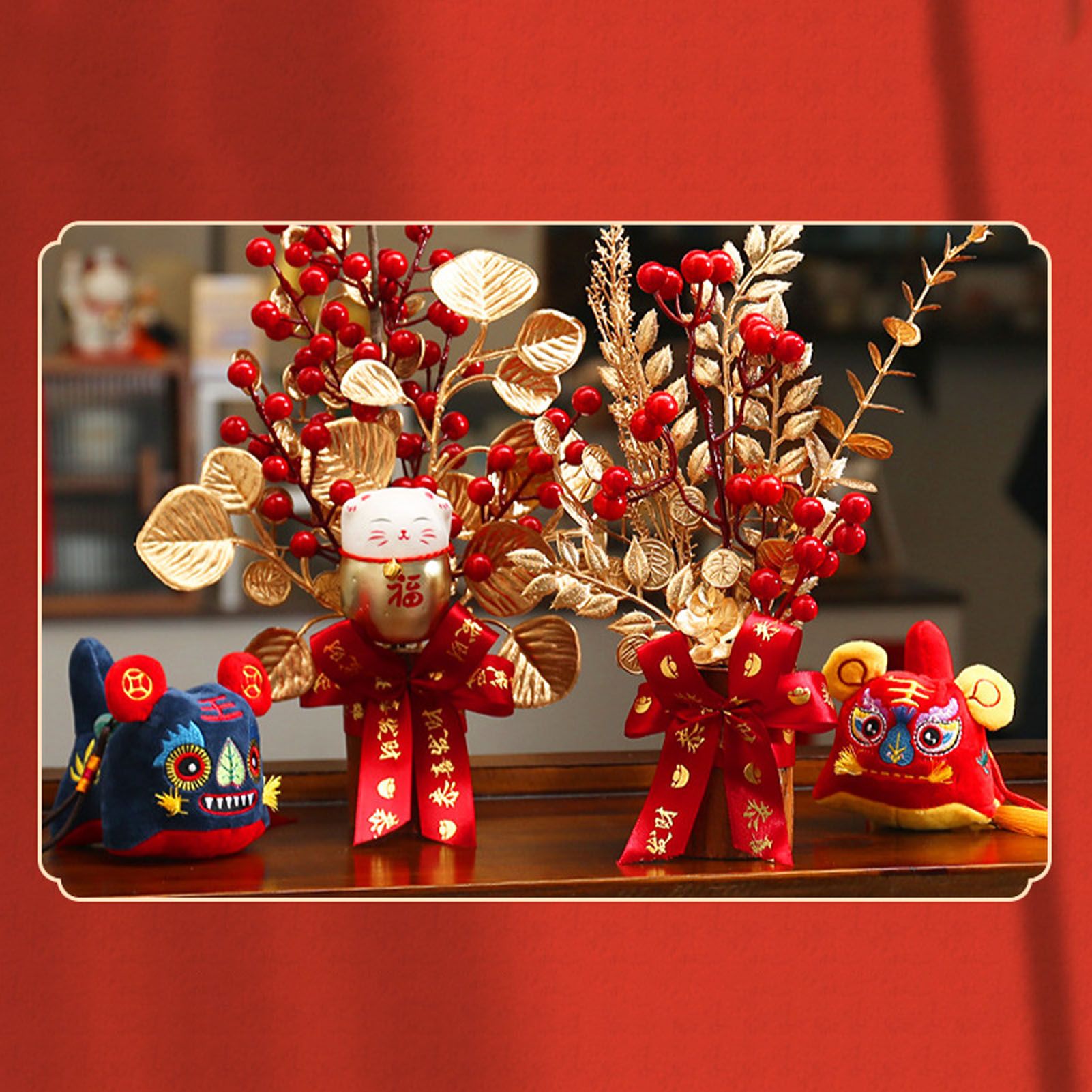 Table Lucky Tree Decoration Lifelike Exquisite Fortune Tree Ornament with Hangtag for Spring Festival Housewarming Small B — image 5