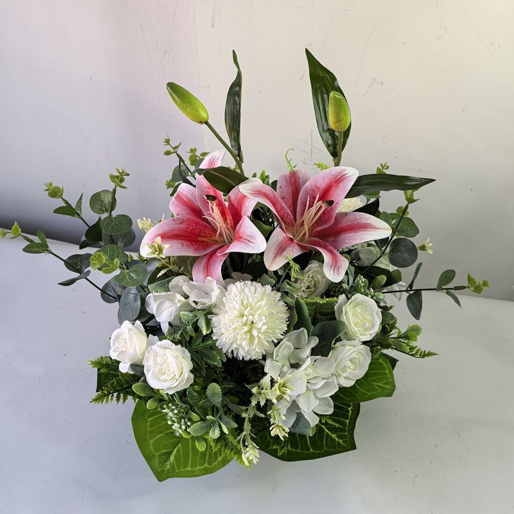 Artificial Flower Arrangement Fake Lilies And Roses Home Decor Accents Garden - Multi-color - Size 25 — image 3