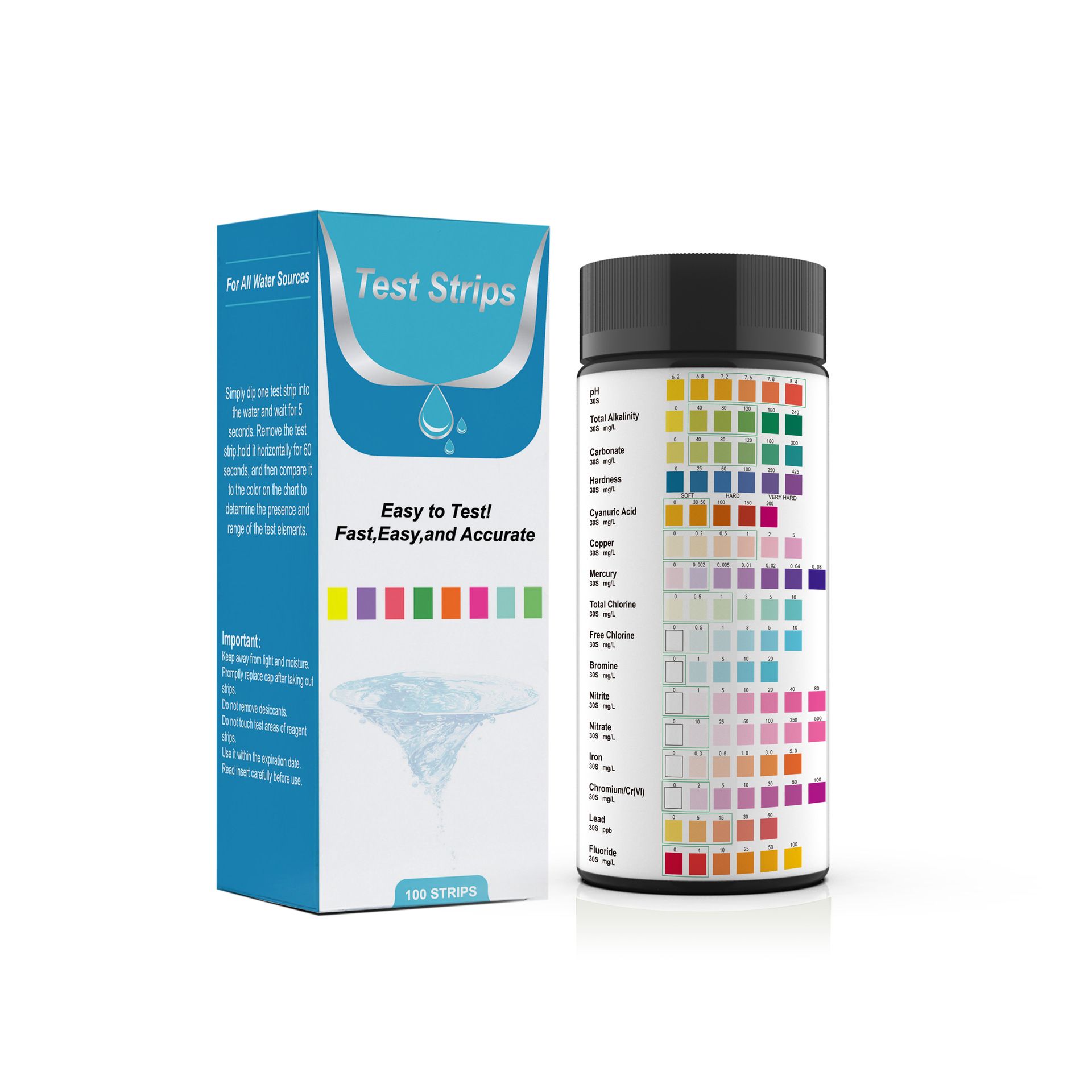 Drinking Water Test Kit 16 in 1 Drinking Water Test Sticks Water Test Kit for Home Water Quality Testing Simple Quick Test - 100 pcs โ image 2