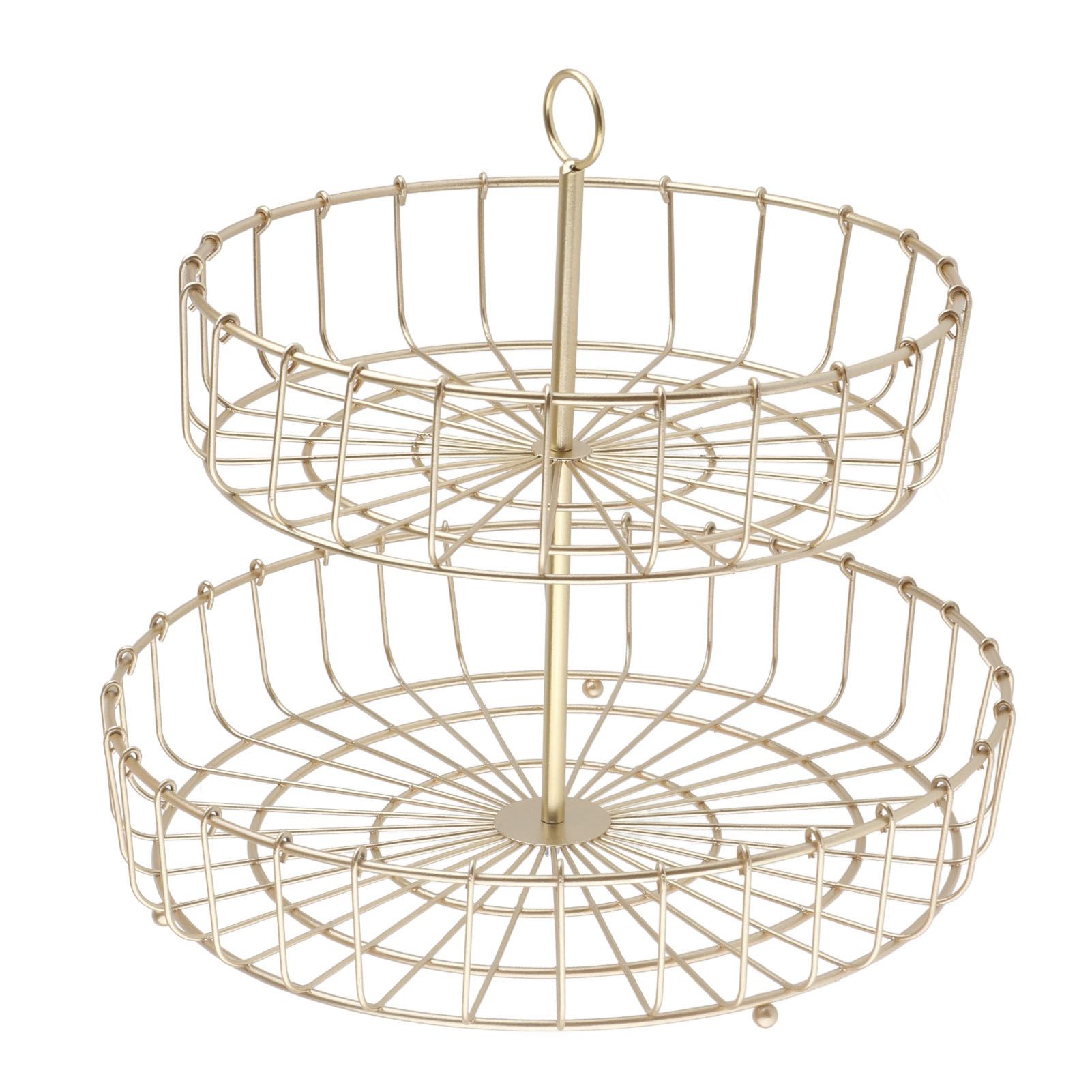 2 Tier Fruit Basket Iron Round Golden Nordic Household Snack Storage Tray for Party Desktop Kitchen โ image 5