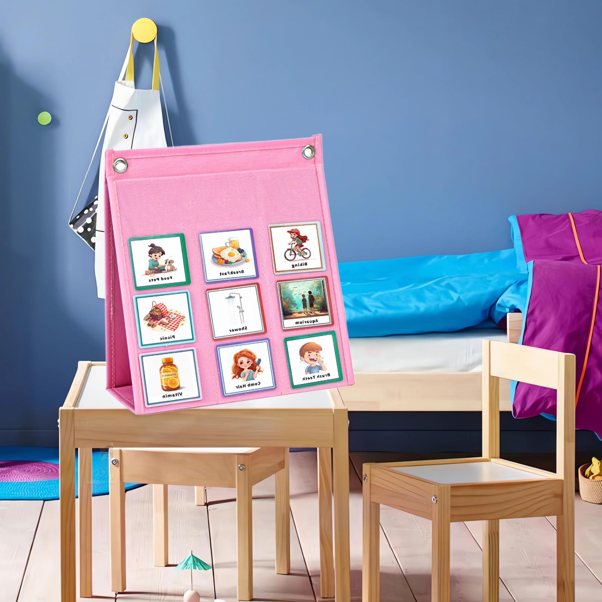 Kids Visual Schedule Calendar Chart, 2 in 1 Autism Learning Materials with 70 Cards Autism Learning Materials Kids Visual โ image 3