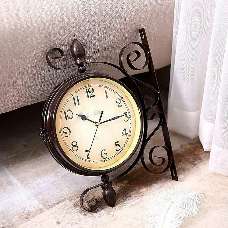 Outdoor Garden Wall Clock Double Sided Vintage Wall Clock Outdoor Indoor Waterproof Decoration Clock — image 4