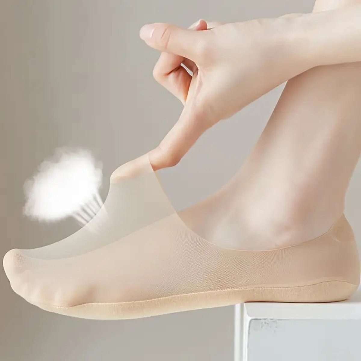 4 Pairs of Cooling Socks for Women | Invisible Socks | Fabric Socks | Soft & Lightweight | Boat Socks | Size 36-42 | Beige — image 4