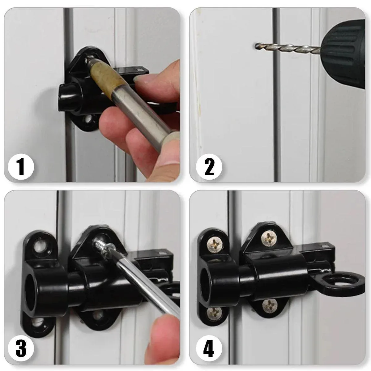 5PCS Aluminum Alloy Spring Bolt Self-Closing Sliding Door Window Lock Buckle Set — image 5