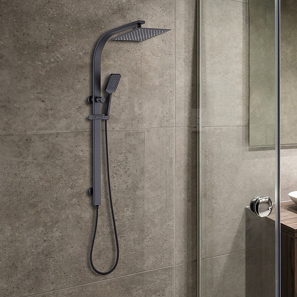 WELS 10" Rain Shower Head Set Square Dual Heads High Pressure with Handheld in Black โ image 2