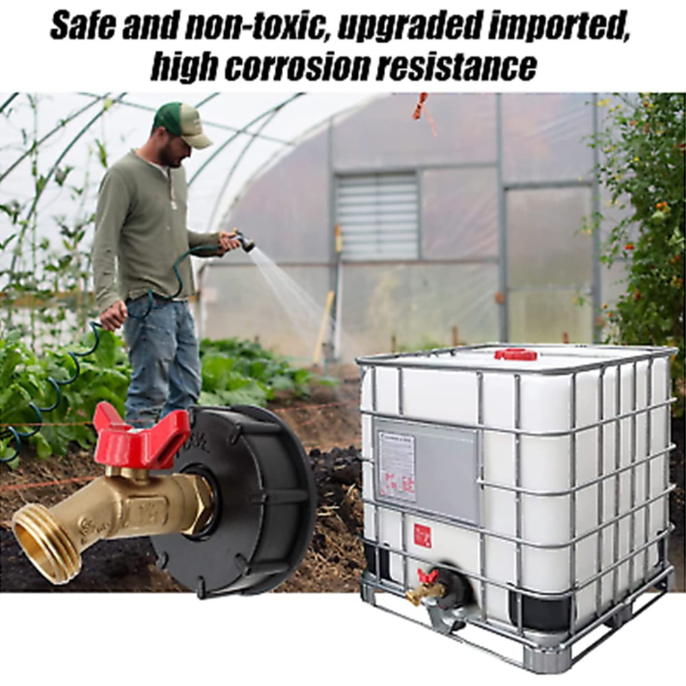 275-330 Gallon IBC Tote Water Tank Adapter 2 Free Brass Hose Faucet Water — image 3