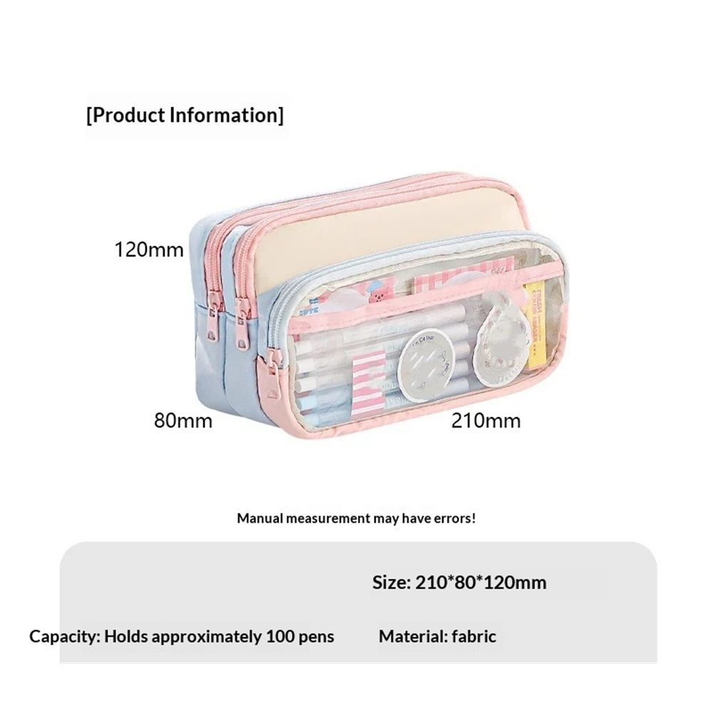 4-Layer Transparent Large Capacity Pencil Case - Aesthetic Style Makeup & Supplies Organizer Pouch (Pink blue) — image 5