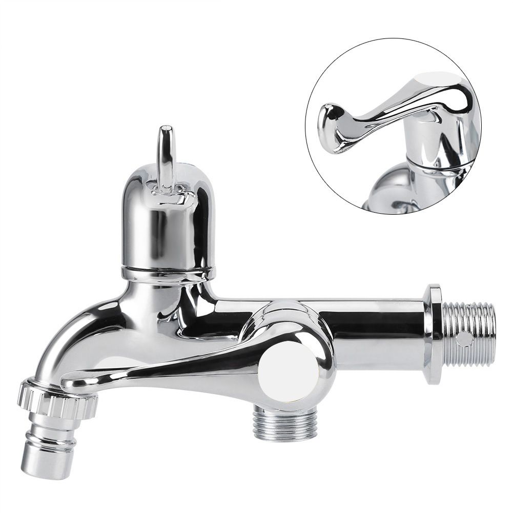ABS Washing Machine Faucet Sink Basin Water Tap with Double Spout&Handle G1/2 Tail Handle β image 6