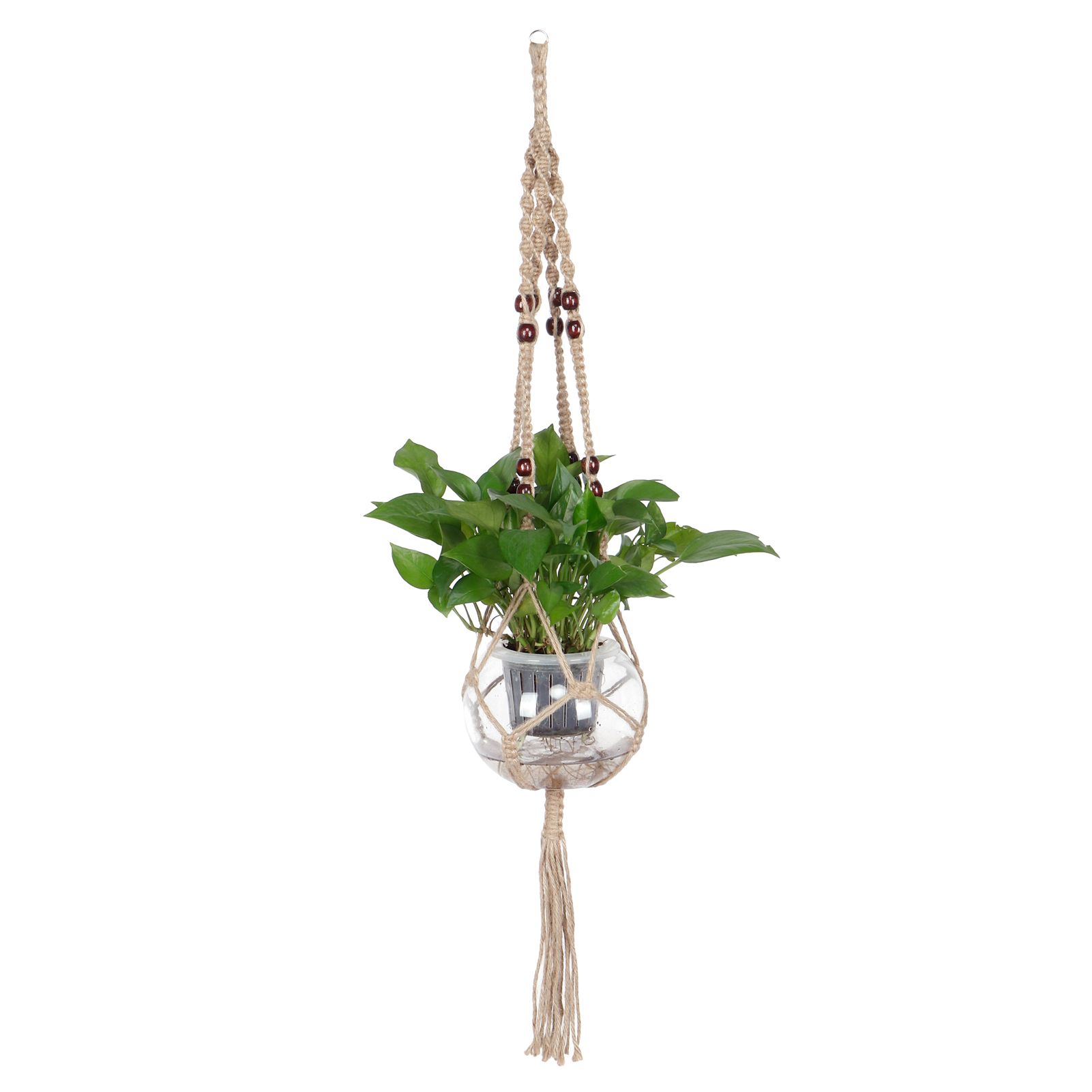 Plant Hanger Hanging Flowerpot Lifting Rope with Wooden Beads Indoor Outdoor Decoration — image 6