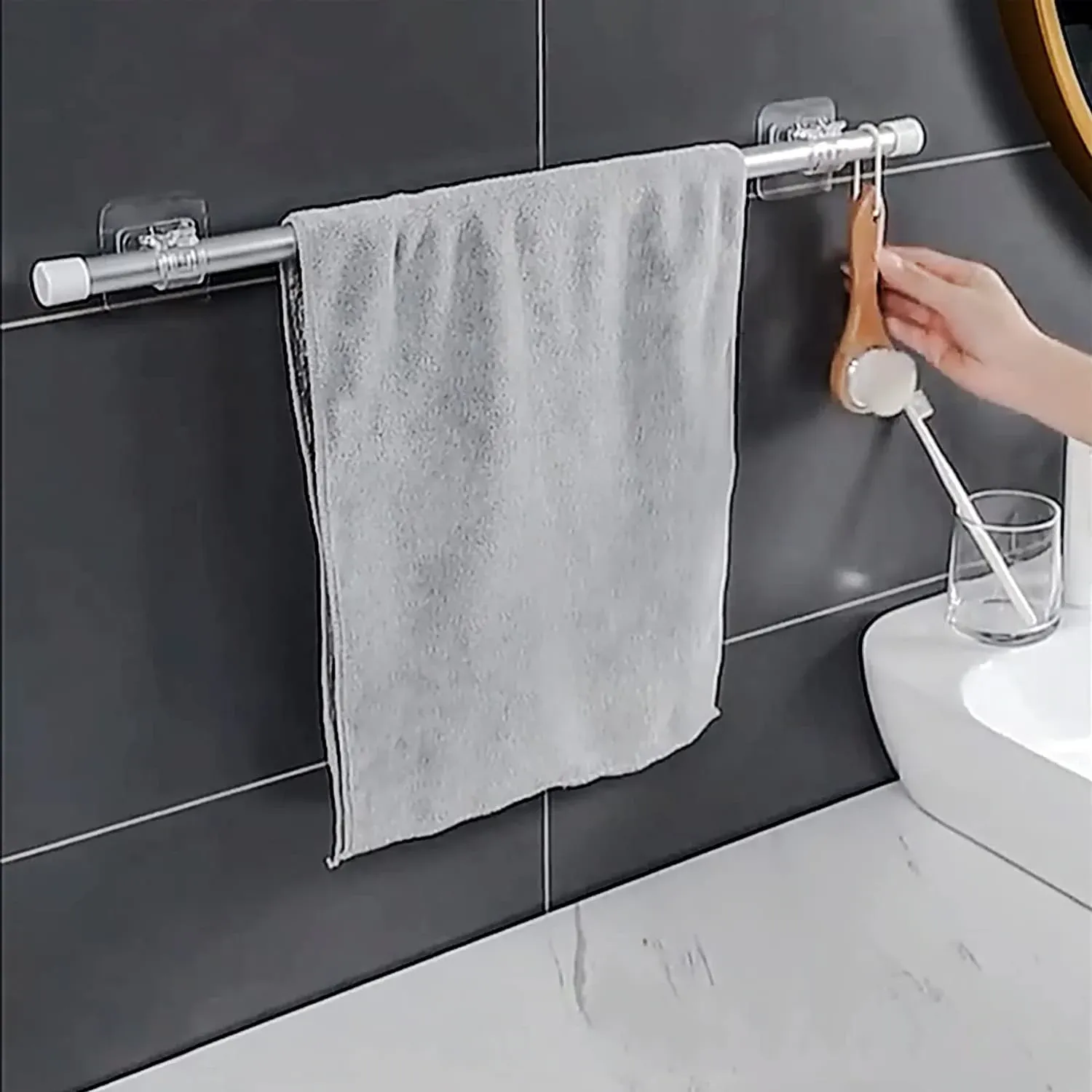 Curtain Rod Brackets 4 Pack No Drill Self Adhesive Heavy Duty Wall Mount Hooks for Home Window Curtains Clear, Self-Adhesive Backing โ image 4