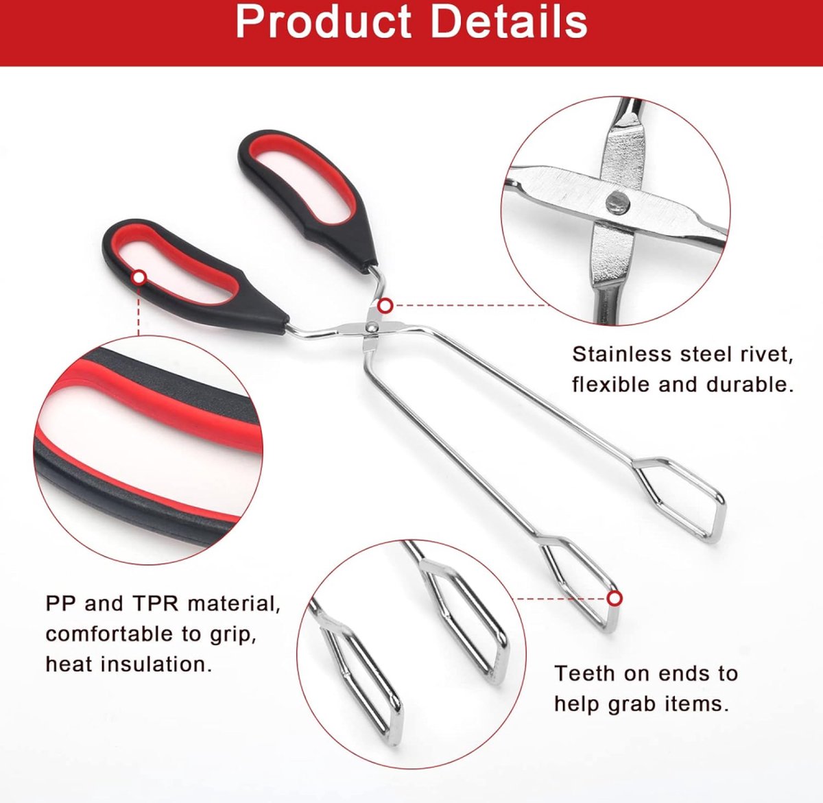 BBQ Tongs - Set of 2 - Barbecue Tongs - Meat Tongs - Grill Tongs - Kitchen Tongs - Meat Tweezers - Serving Tongs - Kitchen Tweezers - Scissor Tongs - Bread — image 4