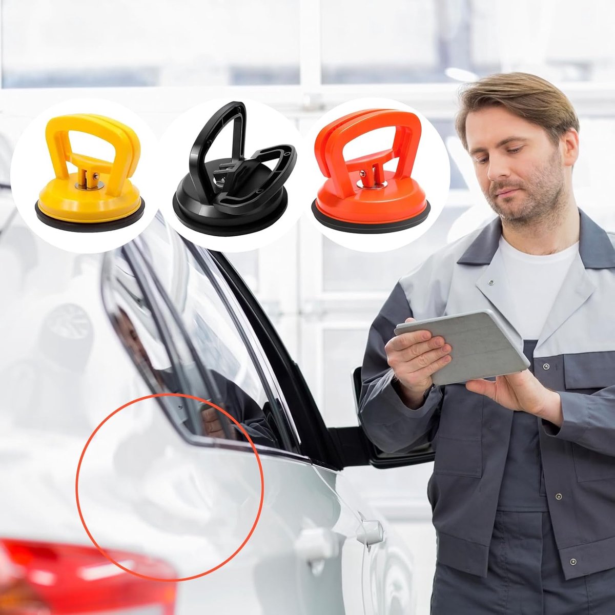 Mini Car Dent Remover - 3 Pieces - Dent Removal Station - Suction Cup - Glass Carrier - 5.8cm - Car Dent Puller - Mini Car Dent Puller - Black — image 2