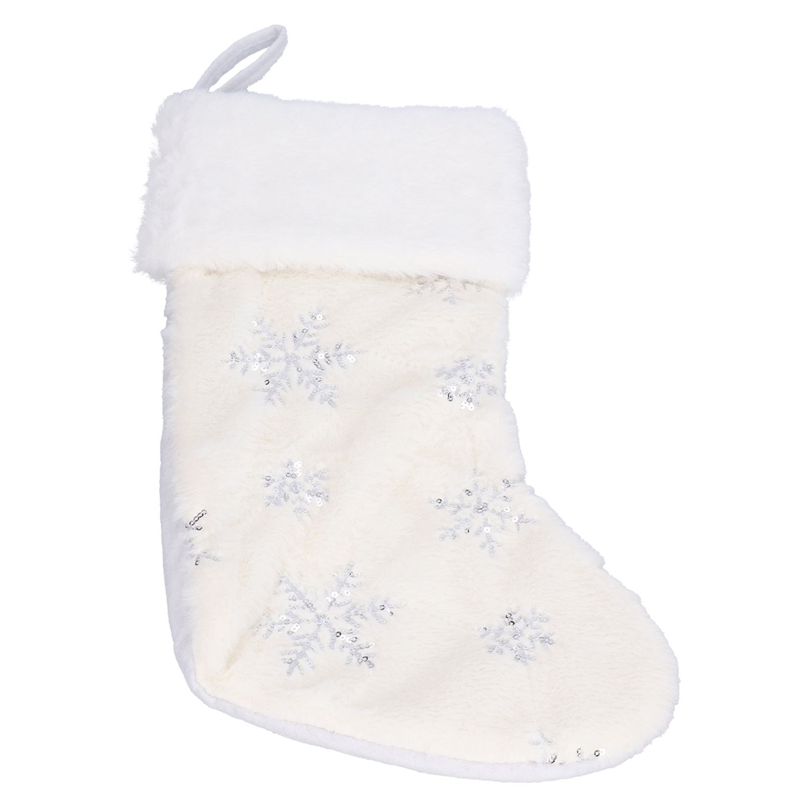 Polyester Christmas Stocking Pendant with Embroidery Snowflake Pattern Xmas Tree Decoration OrnamentSilver — image 2