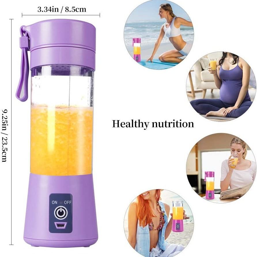 Portable 6 Blades in 3D Juicer Cup,Version Rechargeable Juice Blender Magnetic Secure Switch Electric Fruit Mixer for Superb Mixing 380ml β image 2