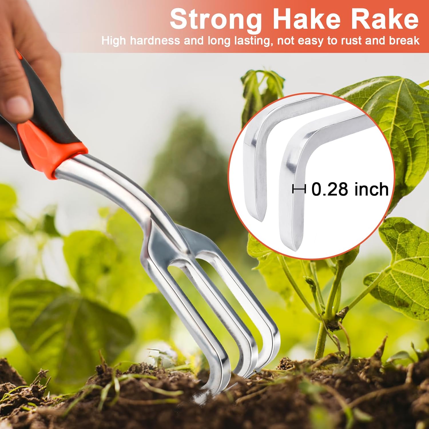 Hand Rake Garden Tool, Heavy Duty Hand Cultivators for Gardening + Garden Tool Set, 2 Pack Heavy Duty Gardening Tools Set โ image 4