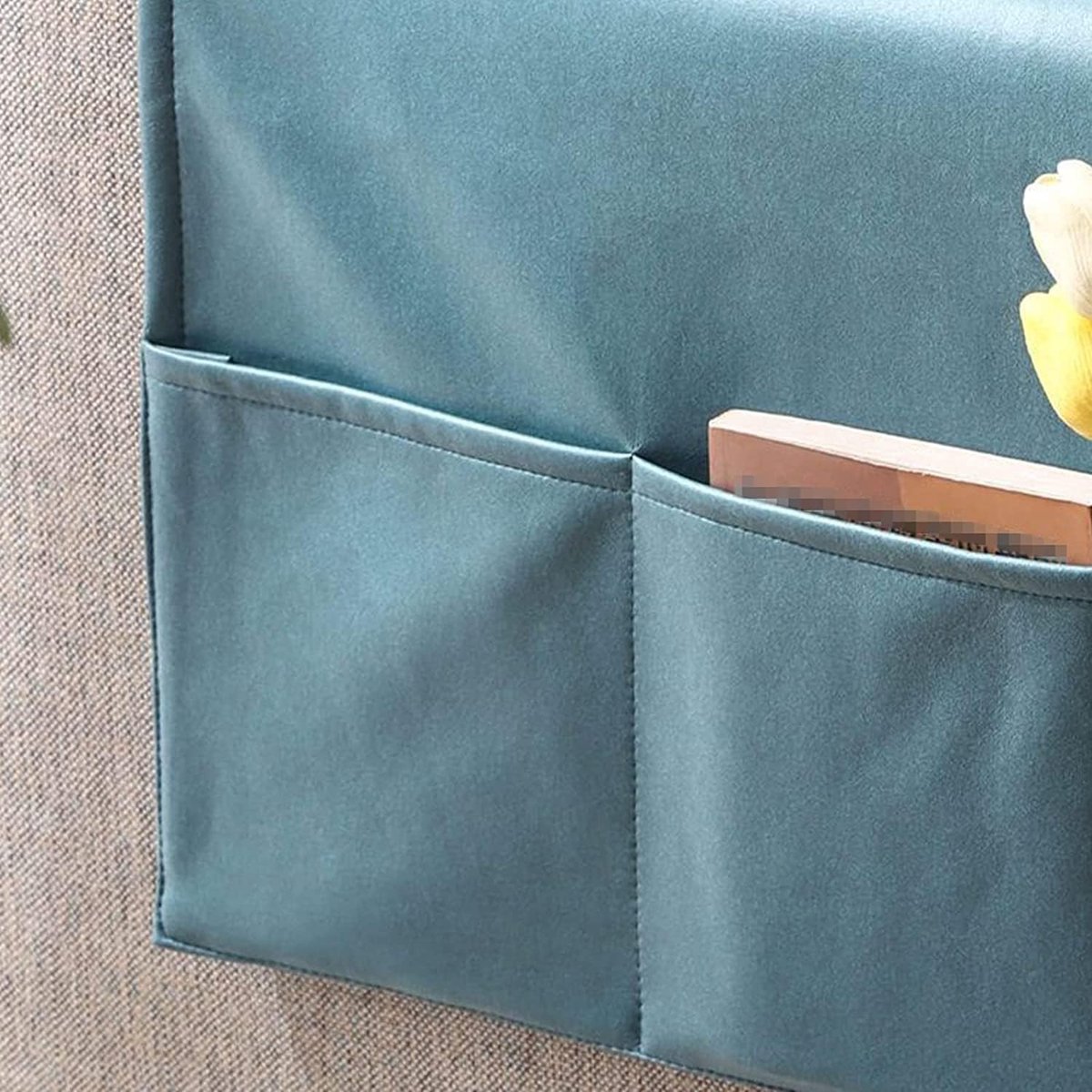 Sofa Armrest Storage - 5 Compartments - Reinforced Tech Fabric - Remote Control Holder - White (60*110CM) — image 2