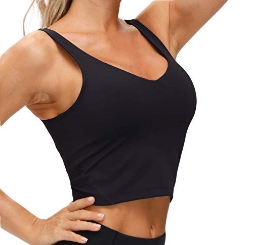 Low-Impact Active Crop Tank for Yoga, Gym, Workout, and Daily Fitness Activities, M (Black)