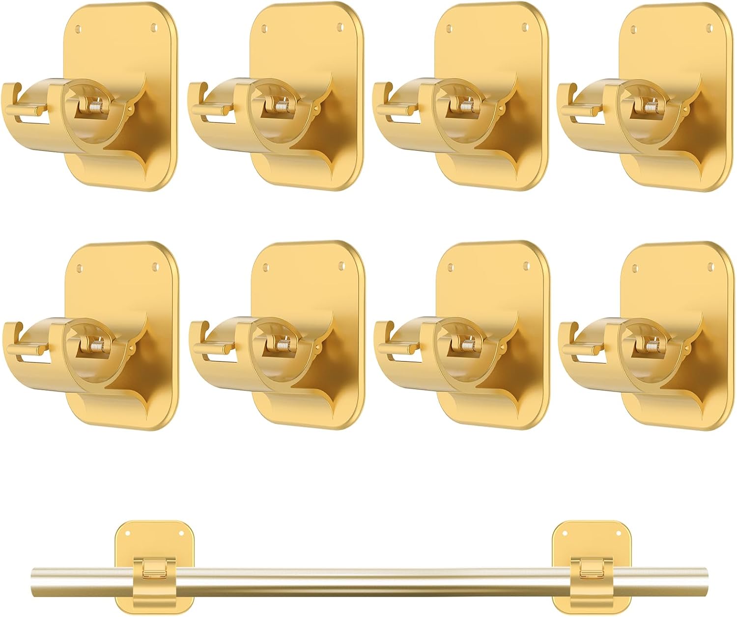 Adhesive Curtain Rods No Drilling Holder,No Drill Curtain Rod Brackets,Renter Friendly Curtain Hooks for Hanging Drapes,Over Blinds for Dorm Apartment Kitchen