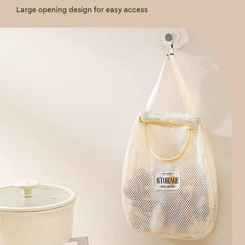 2 pcs Beige Hanging Mesh Storage Bag - Breathable Canvas Organizer for Socks and Underwear - Space Saving Wall Mount Design, Washable and Durable for Wardrobe — image 5
