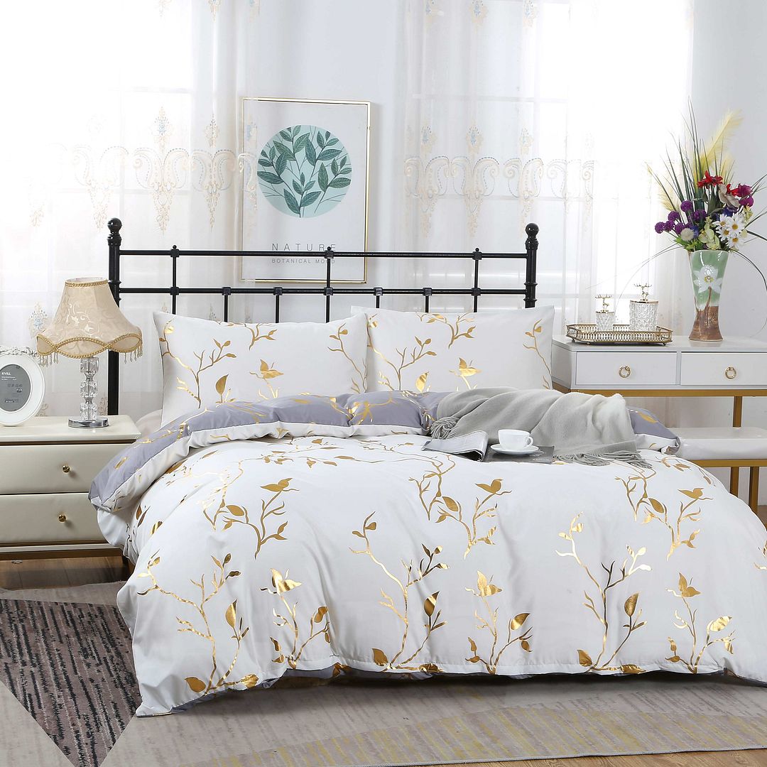 Reversible Design Queen Size White Duvet Quilt Cover Set โ image 3