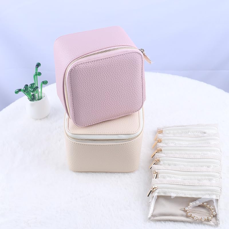 Trendy Jewelry Box with Portable Travel Pouches for Earrings Rings Necklaces - Airtight Seal Smart Compartment System Travel-Safe Lock Compact Lightweight 360° — image 5