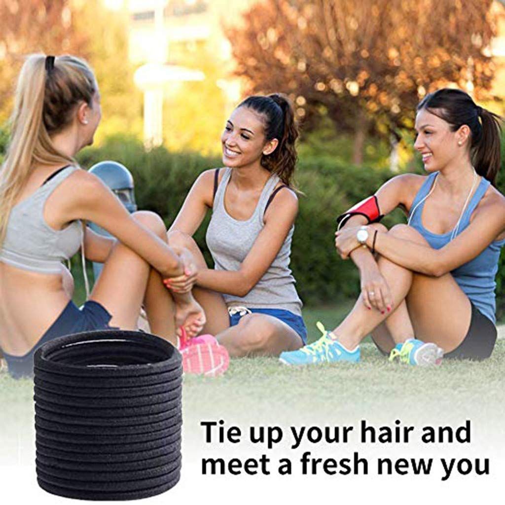 120 Pieces Black Hair Ties for Thick and Curly Hair Ponytail Holders Hair Elastic Band for Women or Men โ image 5