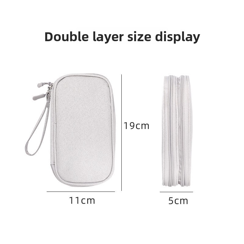2-PCS Pink Double Layer Travel Electronics Organizer Bag Waterproof Cable Pouch for Power Bank and Phone Portable Storage for Australians โ image 4