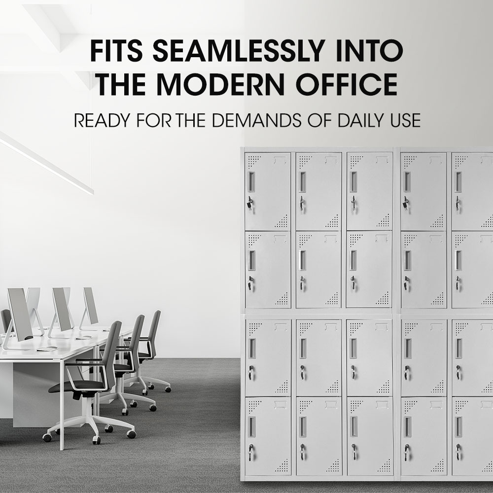 FORTIA 12 Doors Locker Cabinet Metal Storage Gym Home Office School - Light Grey — image 4