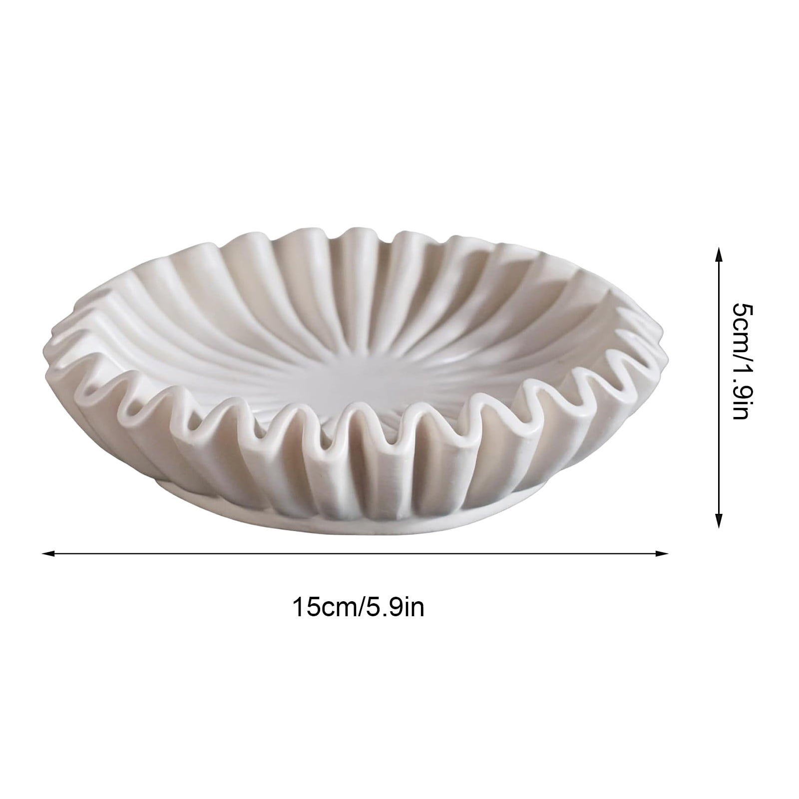 Ruffled Decorative Bowl, White Decorative Bowls for Home Decor, Fluted Fruit Bowl, Decorative Flower Bowl Accents for Styling Coffee Table Bookshelf Console — image 2