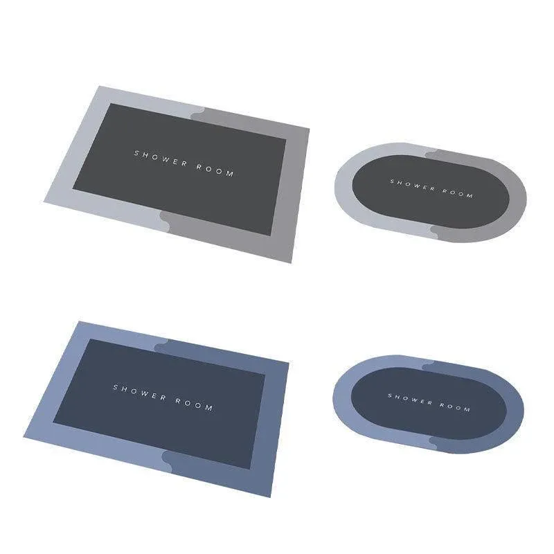 40 × 60CM Super Absorbent Floor Mat Soft Quick-Drying Non-Slip Diatom Mud Bath - Grey-Oval — image 3