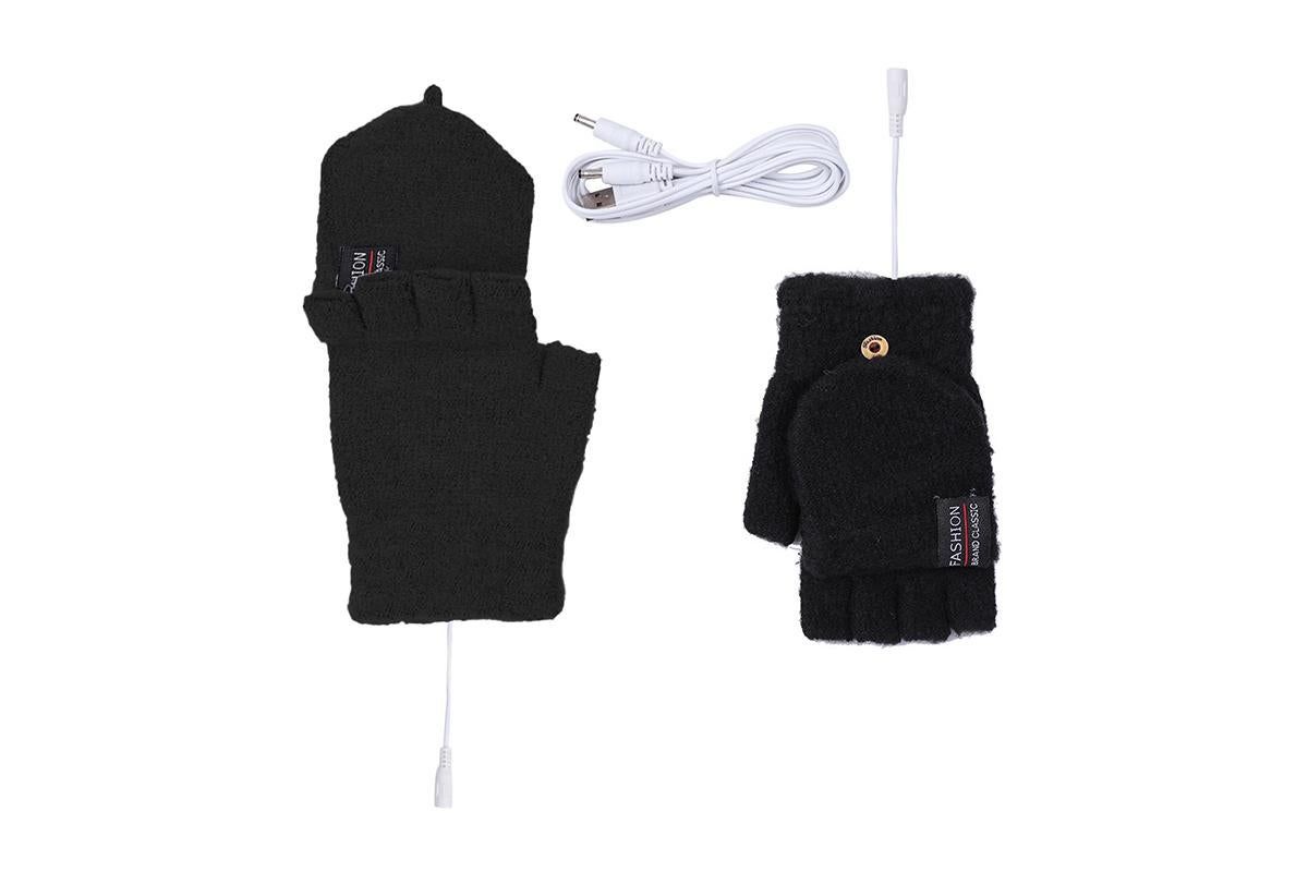 USB Heated Warmer Gloves Half Finger Mitten Electric Heated Gloves for Work Cycling Skiing Outdoor Snow -Black โ image 2